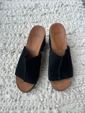 Zodiac Black Suede Open-Toe Slide Mules